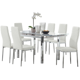 Furniturebox Fonti Valera 6 Seater Dining Set White and Chrome - Wilko - thumbnail 3