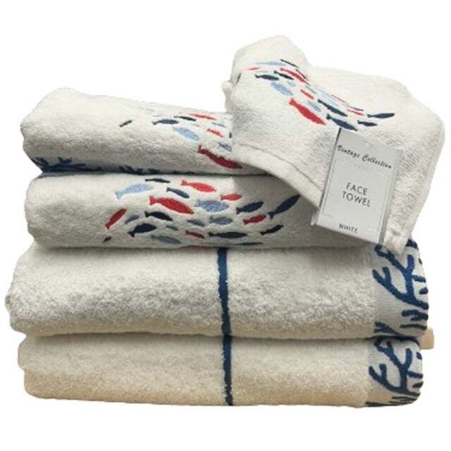 Bellissimo Soft Turkish Cotton White Fish Towel Set of 6 - Size: 70 x 120cm - Wilko - image 1