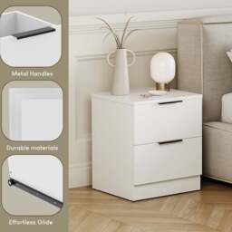 Vida Designs Trega 2 Drawer White Bedside Cabinet Set of 2 - Wilko - thumbnail 7