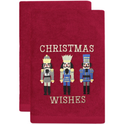 Noel Square Nutcracker Red Hand Towel 2 Pack - Size: 66 x 41 x 1cm - Wilko - thumbnail 1