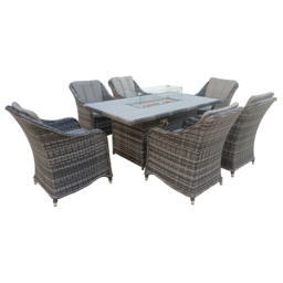 Furniture One 6 Seater Rattan Fire Pit Garden Furniture - Grey - Wilko - thumbnail 4