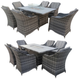 Furniture One 6 Seater Rattan Fire Pit Garden Furniture - Grey - Wilko - thumbnail 6