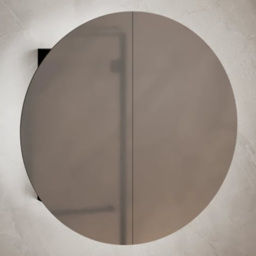 vidaXL 2 Door Round Mirror Black Bathroom Cabinet - Size: 40 x 40 x 17.5cm - Wilko - thumbnail 1