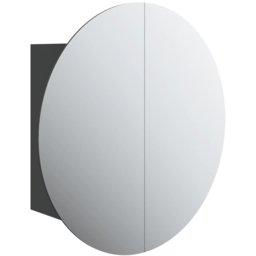 vidaXL 2 Door Round Mirror Black Bathroom Cabinet - Size: 40 x 40 x 17.5cm - Wilko - thumbnail 3