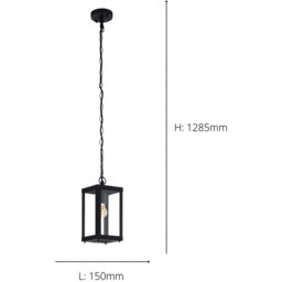 EGLO Alamonte1 Caged Exterior Pendant - Size: 113 x 15 x 15cm - black - Wilko - thumbnail 5