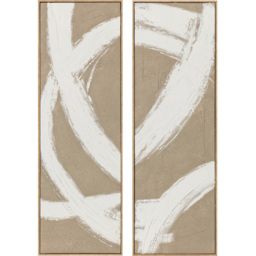 Set of 2 Hand Painted Canvases Taupe - Wilko - thumbnail 1