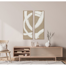 Set of 2 Hand Painted Canvases Taupe - Wilko - thumbnail 3