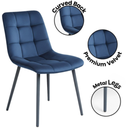 Portland 6 Seater Velvet Tufted Wooden Dining Set Blue - Wilko - thumbnail 6