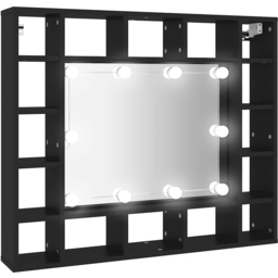 vidaXL 16 Shelf Black Mirror Bathroom Cabinet - Size: 76.5 x 91 x 15cm - Wilko - thumbnail 3