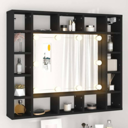 vidaXL 16 Shelf Black Mirror Bathroom Cabinet - Size: 76.5 x 91 x 15cm - Wilko - thumbnail 1