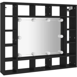 vidaXL 16 Shelf Black Mirror Bathroom Cabinet - Size: 76.5 x 91 x 15cm - Wilko - thumbnail 5