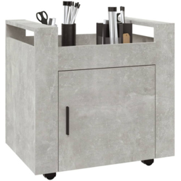 vidaXL Single Door Single Shelf Concrete Grey Wooden Desk Trolley - Size: 60 x 60 x 45cm - Wilko - thumbnail 4