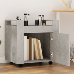 vidaXL Single Door Single Shelf Concrete Grey Wooden Desk Trolley - Size: 60 x 60 x 45cm - Wilko - thumbnail 1