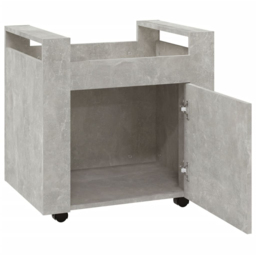 vidaXL Single Door Single Shelf Concrete Grey Wooden Desk Trolley - Size: 60 x 60 x 45cm - Wilko - thumbnail 5