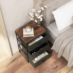 Costway 3 Drawer Black Fabric Nightstand with Removable Lid - Wilko - thumbnail 5