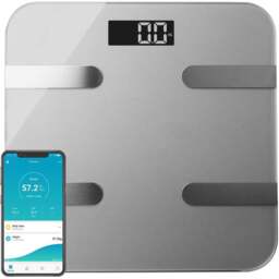 Aquarius 16-in-1 Silver Bluetooth Smart Body Analysis Weighing Scale - Size: 5 x 30 x 35cm - Wilko