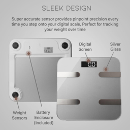 Aquarius 16-in-1 Silver Bluetooth Smart Body Analysis Weighing Scale - Size: 5 x 30 x 35cm - Wilko - thumbnail 3
