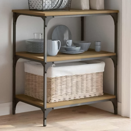 vidaXL 3 Shelf Artisan Oak Kitchen Trolley - Size: 76 x 60 x 41cm - Brown - Wilko