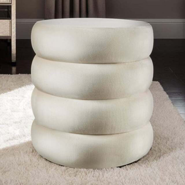 tectake Altu Cream Velvet Look Stool with Storage - Size: 47 x 42 x 42cm - Wilko