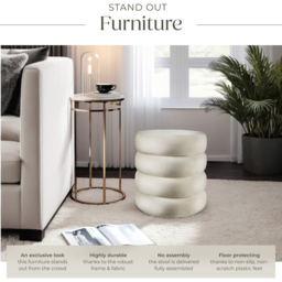 tectake Altu Cream Velvet Look Stool with Storage - Size: 47 x 42 x 42cm - Wilko - thumbnail 7