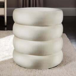 tectake Altu Cream Velvet Look Stool with Storage - Size: 47 x 42 x 42cm - Wilko - thumbnail 1