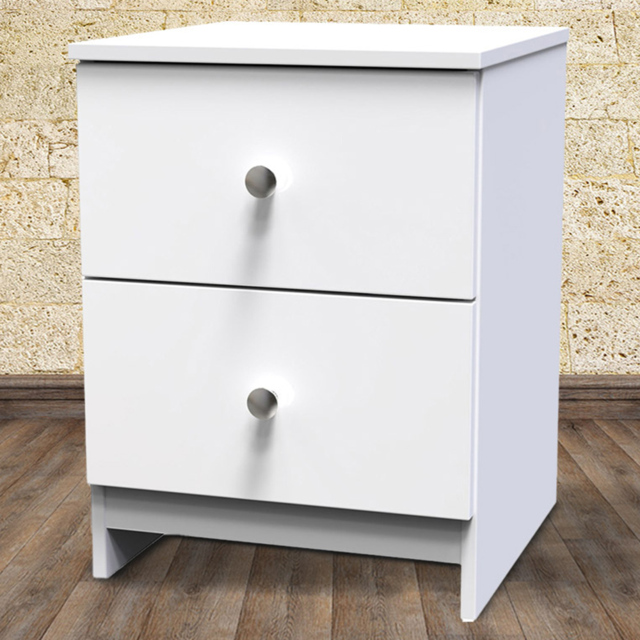 Crowndale Yarmouth 2 Drawer White Bedside Cabinet Ready Assembled - Wilko - image 1