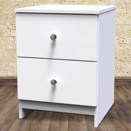 Crowndale Yarmouth 2 Drawer White Bedside Cabinet Ready Assembled - Wilko - thumbnail 1