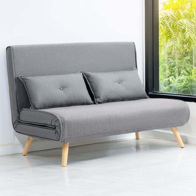 HOMCOM Click Clack 2 Seater Grey Sofa Bed - Wilko - image 1