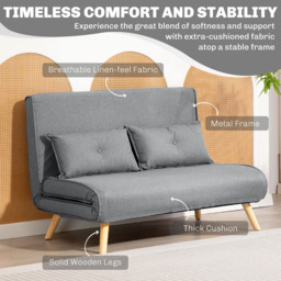 HOMCOM Click Clack 2 Seater Grey Sofa Bed - Wilko - thumbnail 7