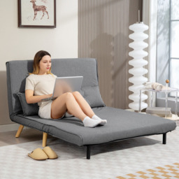 HOMCOM Click Clack 2 Seater Grey Sofa Bed - Wilko - thumbnail 5
