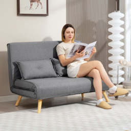 HOMCOM Click Clack 2 Seater Grey Sofa Bed - Wilko - thumbnail 4