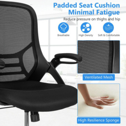 Costway Mesh Drafting Chair with Flip-up Armrests - Size: 68 x 66 x 33cm - Black - Wilko - thumbnail 6