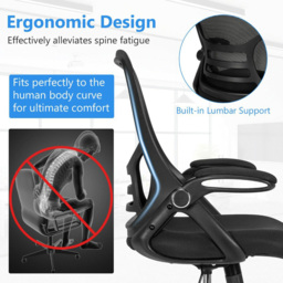 Costway Mesh Drafting Chair with Flip-up Armrests - Size: 68 x 66 x 33cm - Black - Wilko - thumbnail 7