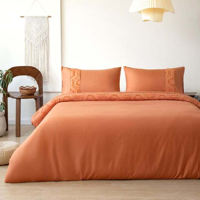 Velosso Hex Single Spice Tufted Duvet Set - Orange - Wilko - image 1