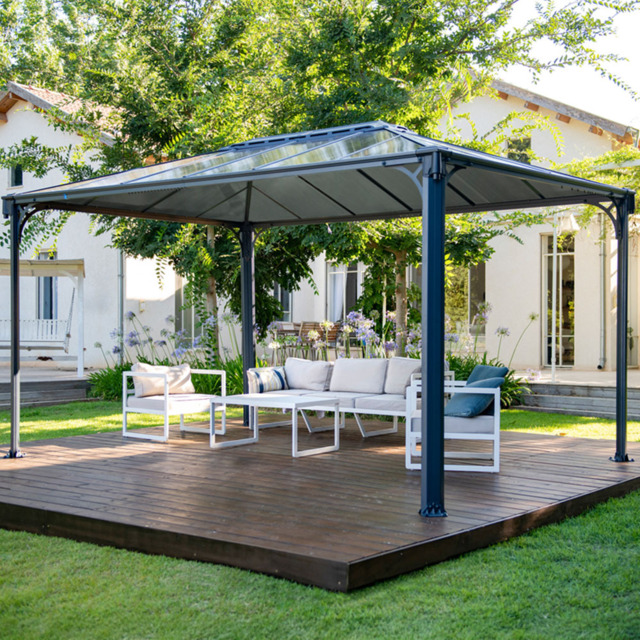 Palram Canopia Martinique 2.74 x 2.95m Grey Garden Gazebo - Size: 274.5 x 295.5 x 430cm - Wilko - image 1