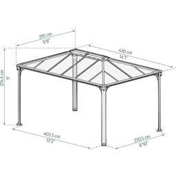 Palram Canopia Martinique 2.74 x 2.95m Grey Garden Gazebo - Size: 274.5 x 295.5 x 430cm - Wilko - thumbnail 6