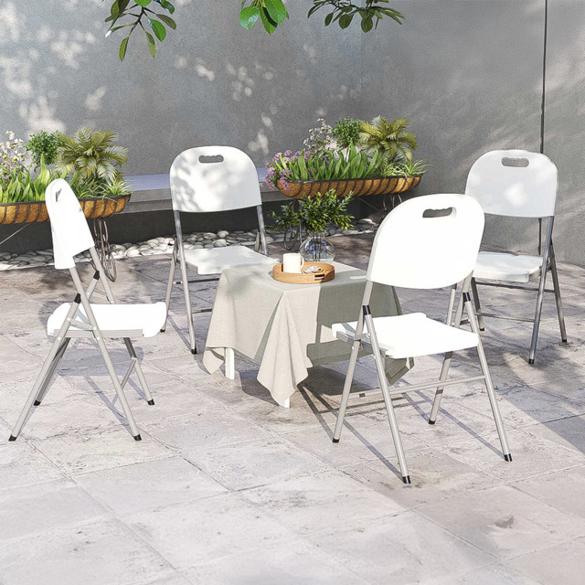 Outsunny White Folding Chair Set of 4 - Size: 86 x 47 x 54cm - Wilko - image 1