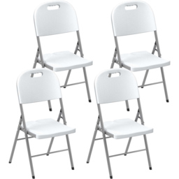 Outsunny White Folding Chair Set of 4 - Size: 86 x 47 x 54cm - Wilko - thumbnail 3