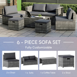 Garden Vida Islay 6 Seater Grey PE Rattan Set Garden Lounge Set with Cover - Wilko - thumbnail 5