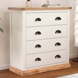 Tropea 4 Drawer Off White Chest of Drawers with Brass Cup Handles - Wilko - thumbnail 1