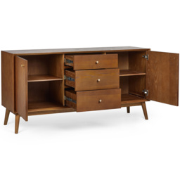 Julian Bowen Lowry 2 Door 3 Drawer Cherry Ash Sideboard - Grey - Wilko - thumbnail 6