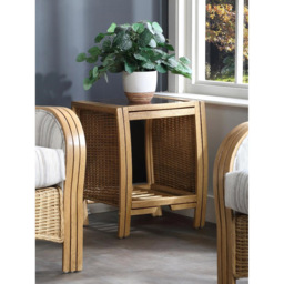 Desser Centurion Natural Rattan Lamp Table with Storage Shelf - Size: 39 x 47 x 57cm - Cream - Wilko - thumbnail 4