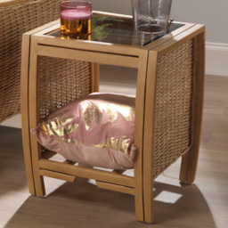 Desser Centurion Natural Rattan Lamp Table with Storage Shelf - Size: 39 x 47 x 57cm - Cream - Wilko - thumbnail 1