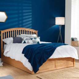 GFW Madrid King Size Oak Wood Wooden Ottoman Bed - Brown - Wilko