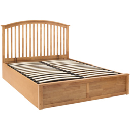 GFW Madrid King Size Oak Wood Wooden Ottoman Bed - Brown - Wilko - thumbnail 4