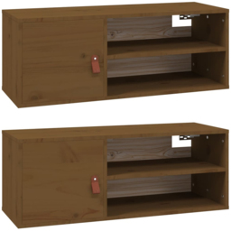 vidaXL Single Door 2 Shelf Brown Wall Cabinet 2 Pack - Size: 30 x 80 x 30cm - Wilko - thumbnail 3