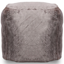 Kaikoo Grey Fur Cube Stool - Wilko - thumbnail 4