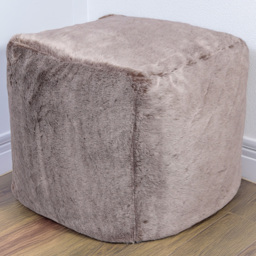 Kaikoo Grey Fur Cube Stool - Wilko - thumbnail 1
