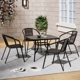 Living and Home Wicker 4 Seater Black Tempered Glass Patio Set - Wilko - thumbnail 7