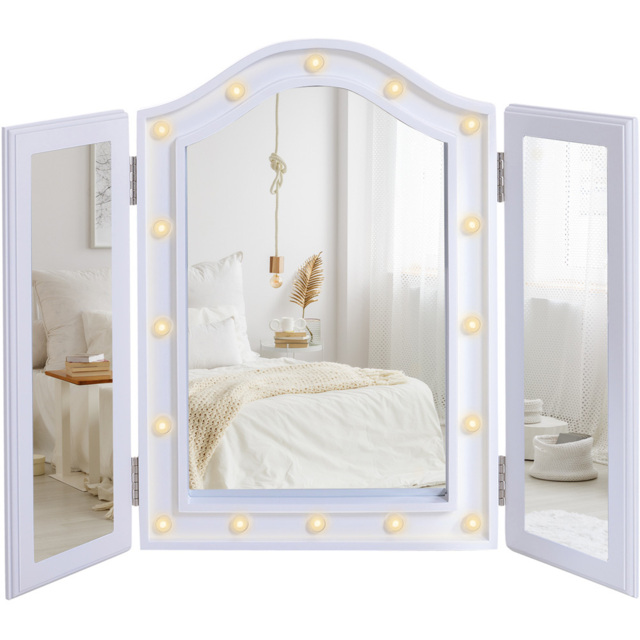 Portland White LED Trifold Freestanding Mirror - Size: 73 x 53.5cm - Wilko - image 1